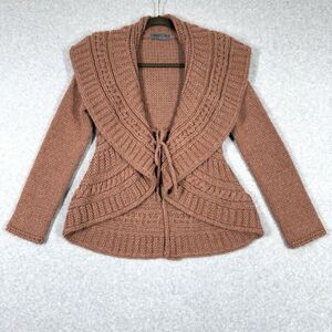Elsamanda Anthropologie Sweater Women Medium Cardigan Alpaca Wool Tie Boho Italy